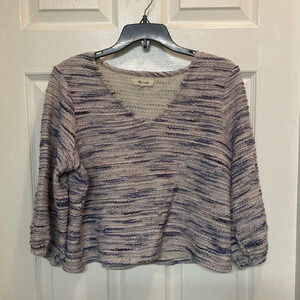 Madewell Rainbow Jacquard Full-Sleeve Top V Neck Boho Artsy Size Large
